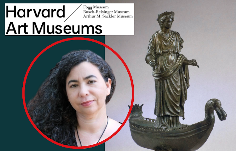 Gretel head shot with bronze sculpture