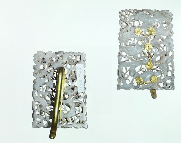 Jade and gold earrings
