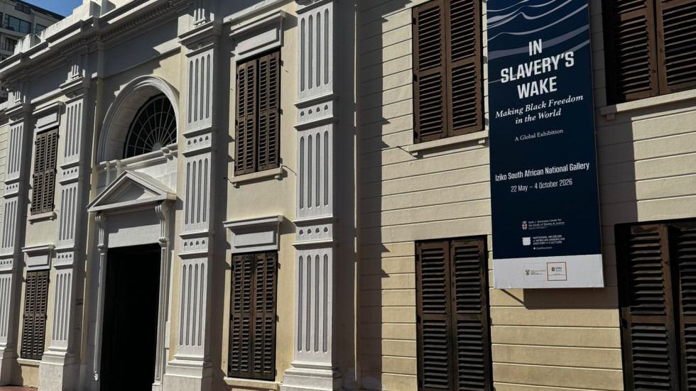 Exhibition building and banner